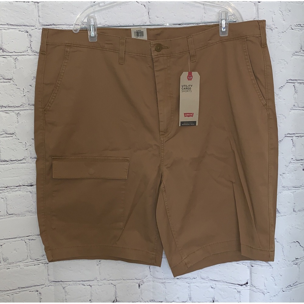 Levi's Shorts Men's 42 Stretch Utility Cargo Khaki Tan Brown